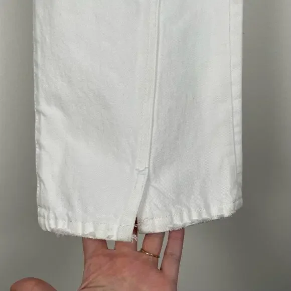 Frame Le Jane Crop Distressed Straight-Leg Jean 27 White Rumpled Blanc Destruct - Picture 8 of 15